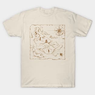 Sea Monsters Pirate Map T-Shirt